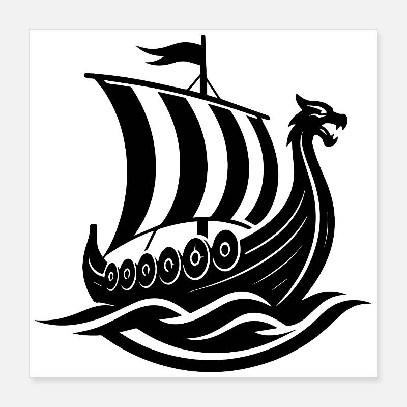 Bateau Viking Poster 40 x 40 cm