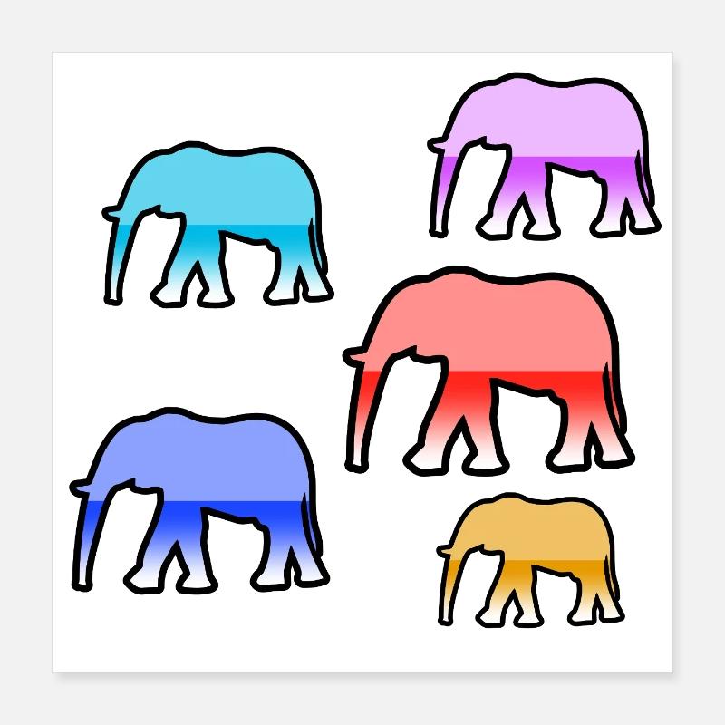 Éléphants Poster 40 x 40 cm