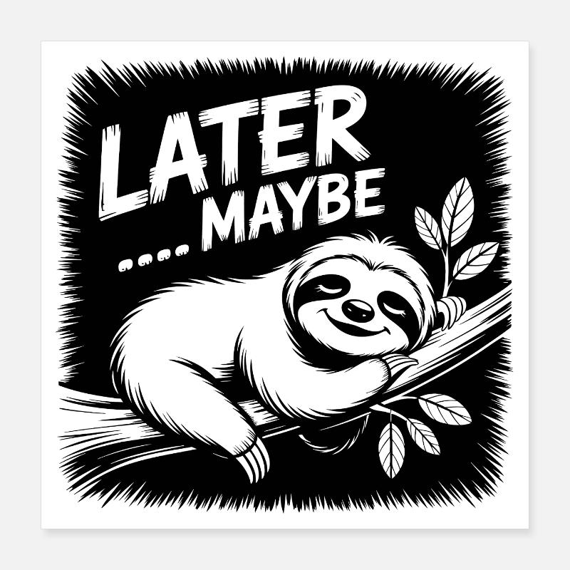 Funny sloth - maybe later Poster 16" x 16" (40x40 cm)