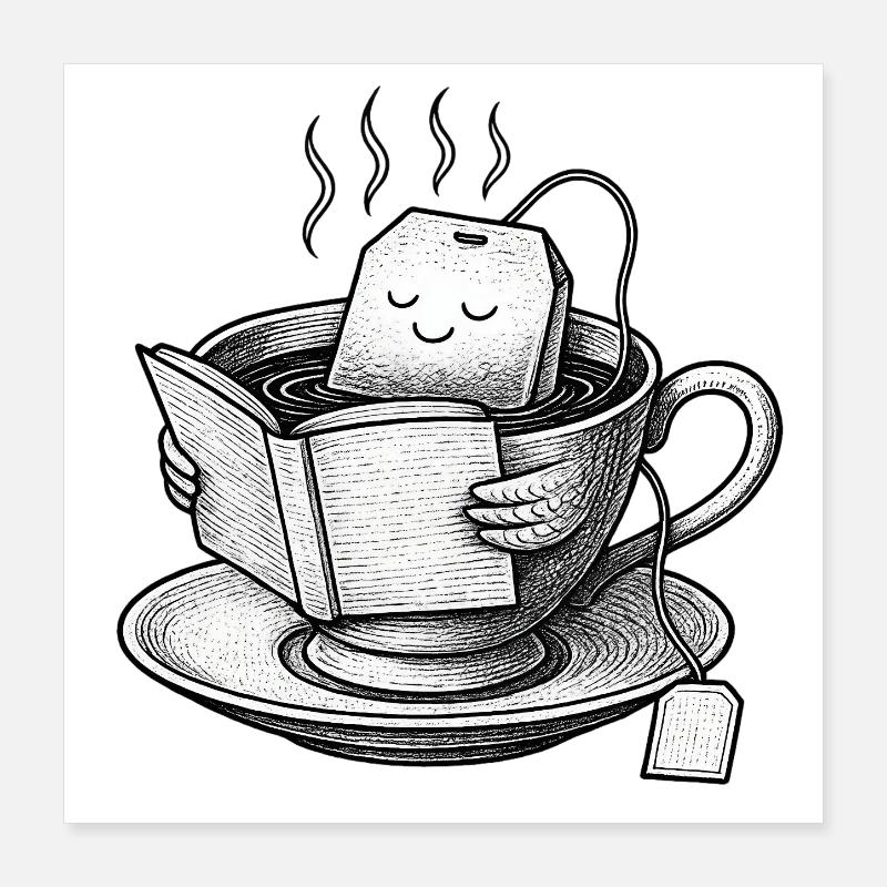 Cozy Tea Cup Reader  Poster 16" x 16" (40x40 cm)