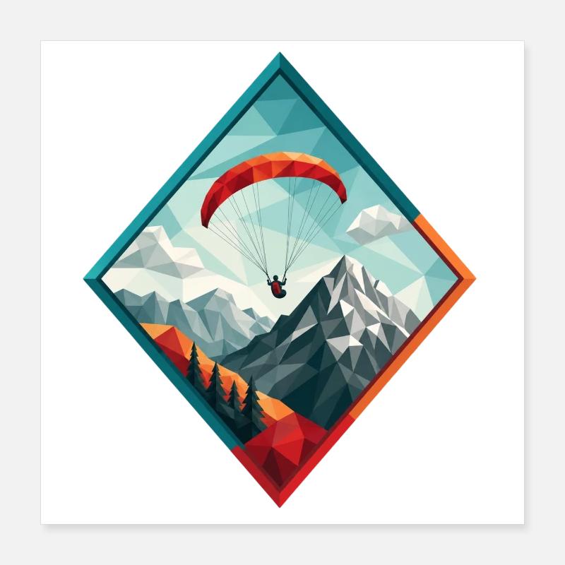 Paraglider über Berglandschaft Poster 40x40 cm