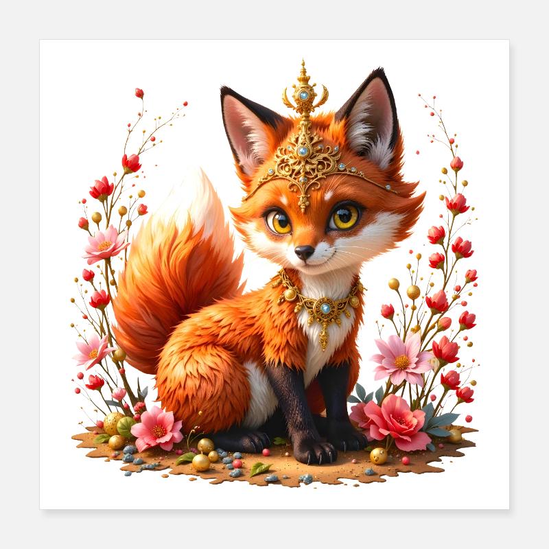 Fox Floral Schmuck Poster 40x40 cm