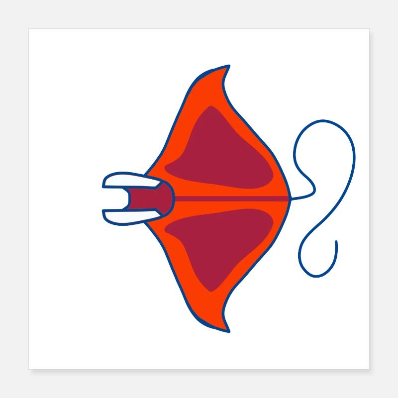 Retro Ocean Neon Manta Poster 16" x 16" (40x40 cm)