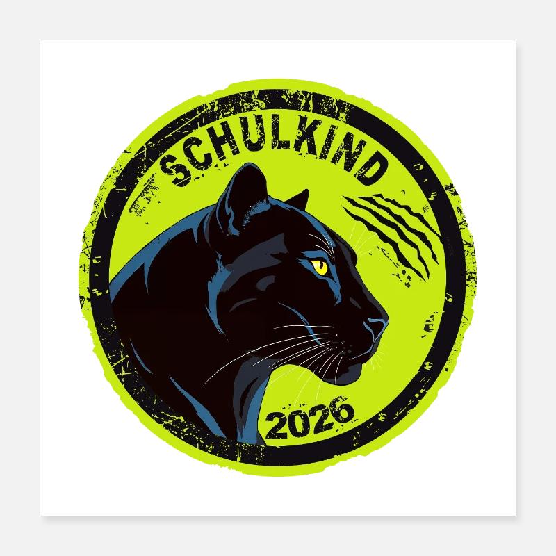 Schwarzer Panther Schulkind 2026 Einschulung Cool Poster 40 x 40 cm