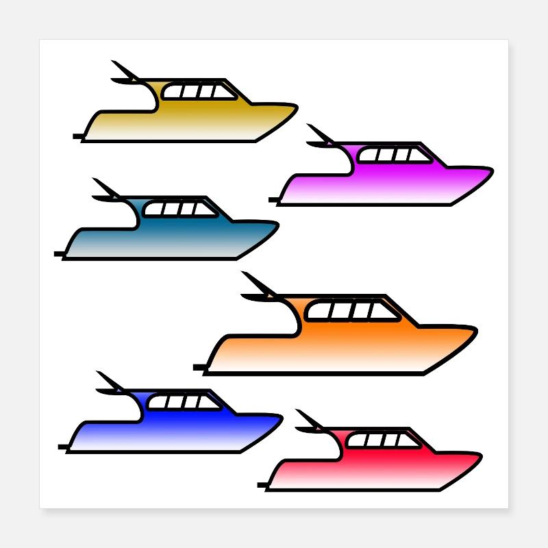 Bateaux à moteur Poster 40 x 40 cm