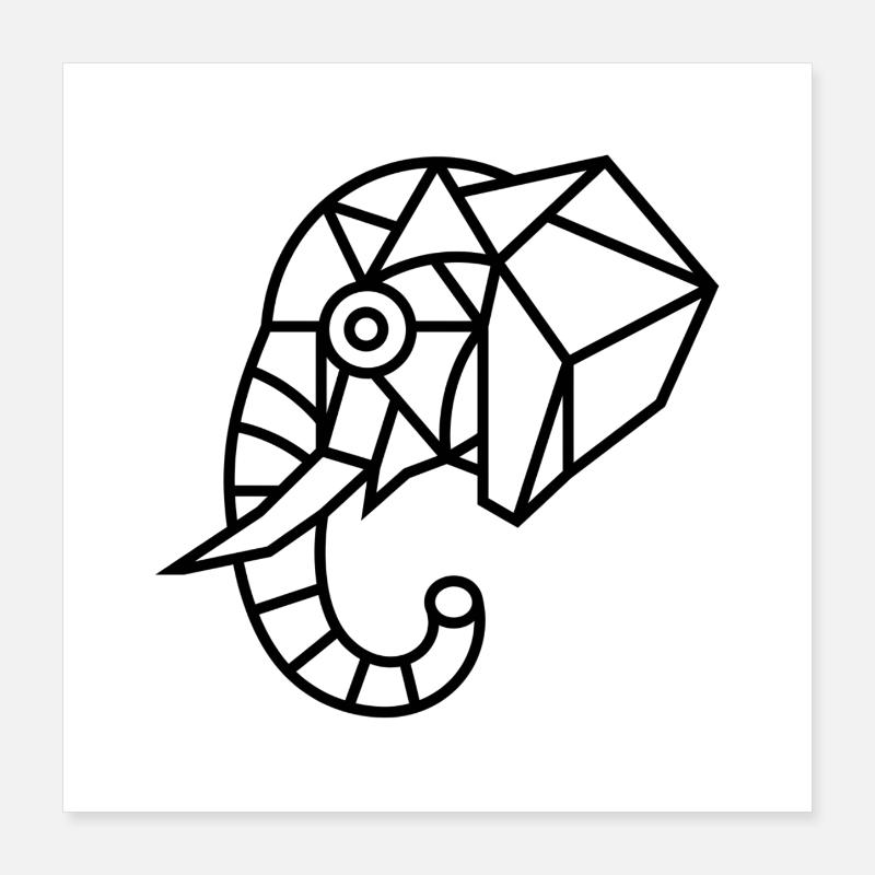 Geometrischer Elefant – Polygon Art Poster 40x40 cm