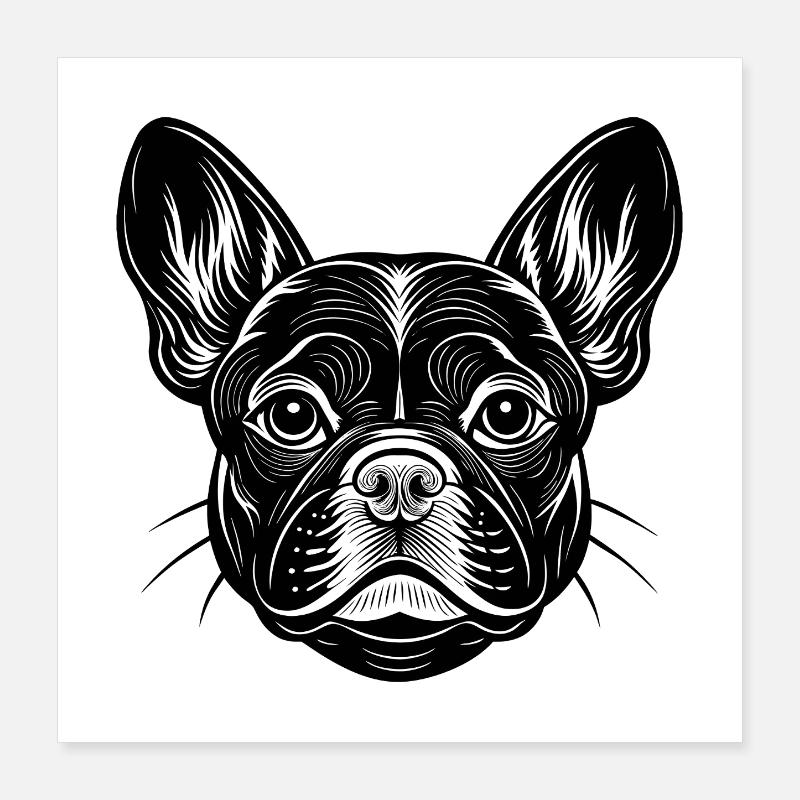 Visage de bouledogue français Poster 40 x 40 cm