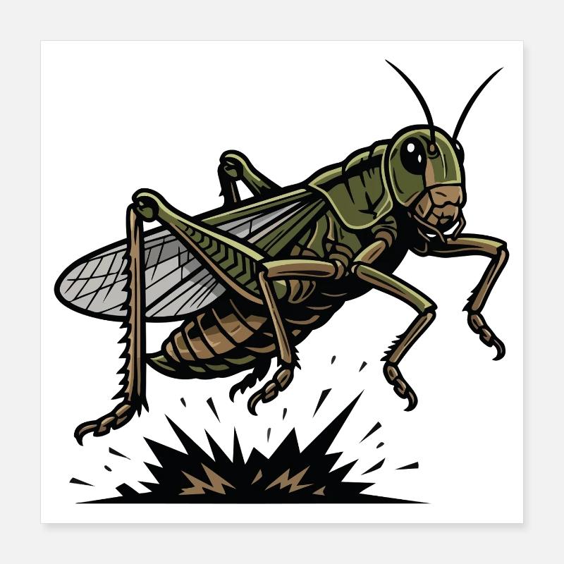 Grasshopper Grasshopper Jump Hop Tattoo Insect Poster 16" x 16" (40x40 cm)