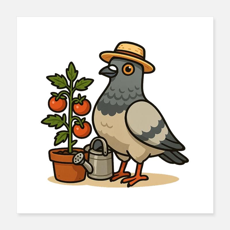 Chemise Tomates Pigeon du Balcon Poster 40 x 40 cm