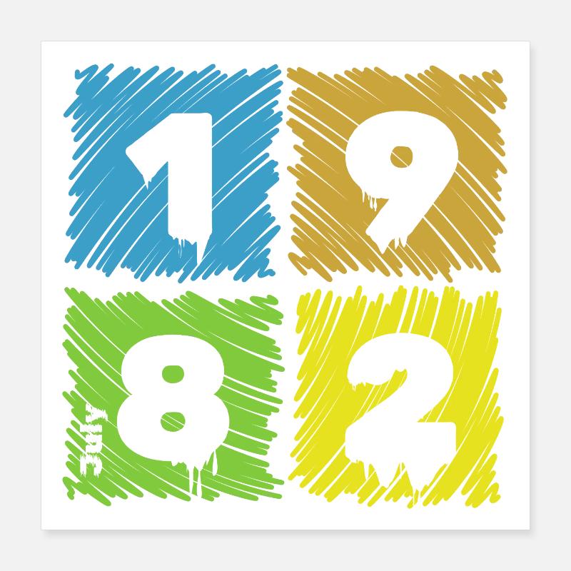 44. Écussons Farbige du Geburtstag depuis 07/1982 Poster 40 x 40 cm