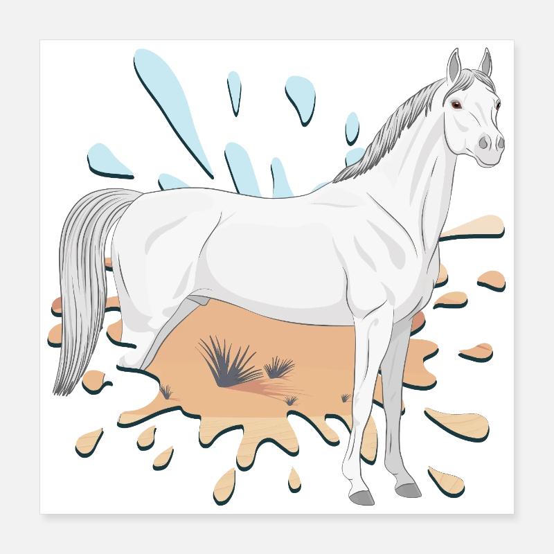 Un cheval Abbayan et un désert dans une tache Poster 40 x 40 cm