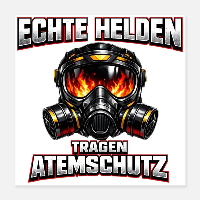 Echte Helden Tragen Atemschutz Poster 40x40 cm