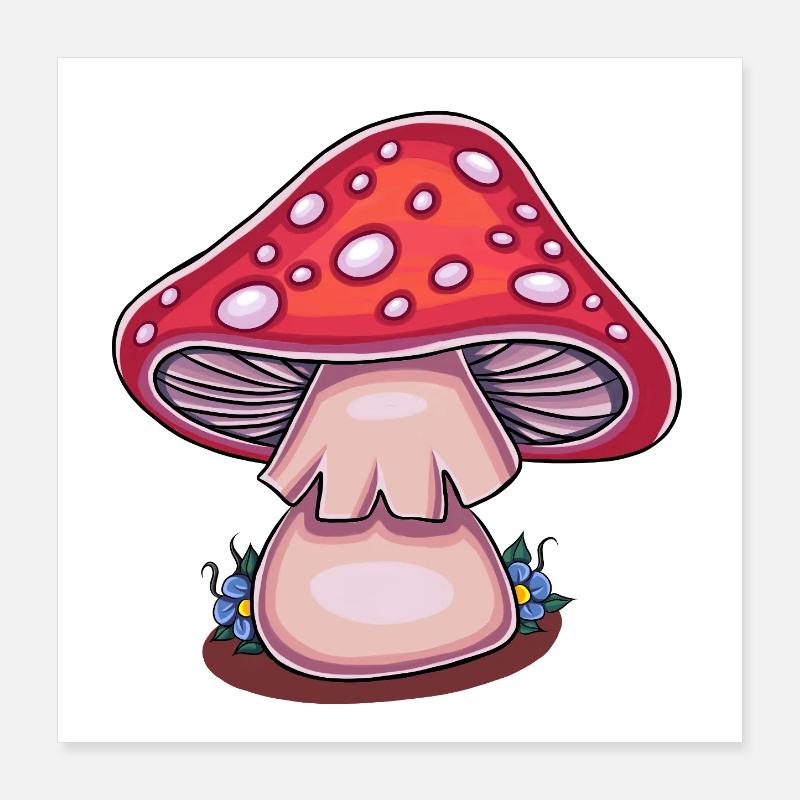 Magic Mushroom Cottagecore Poster 16" x 16" (40x40 cm)