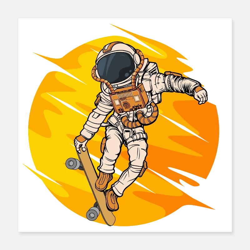 Astronaut Skateboard Sprung Poster 40x40 cm