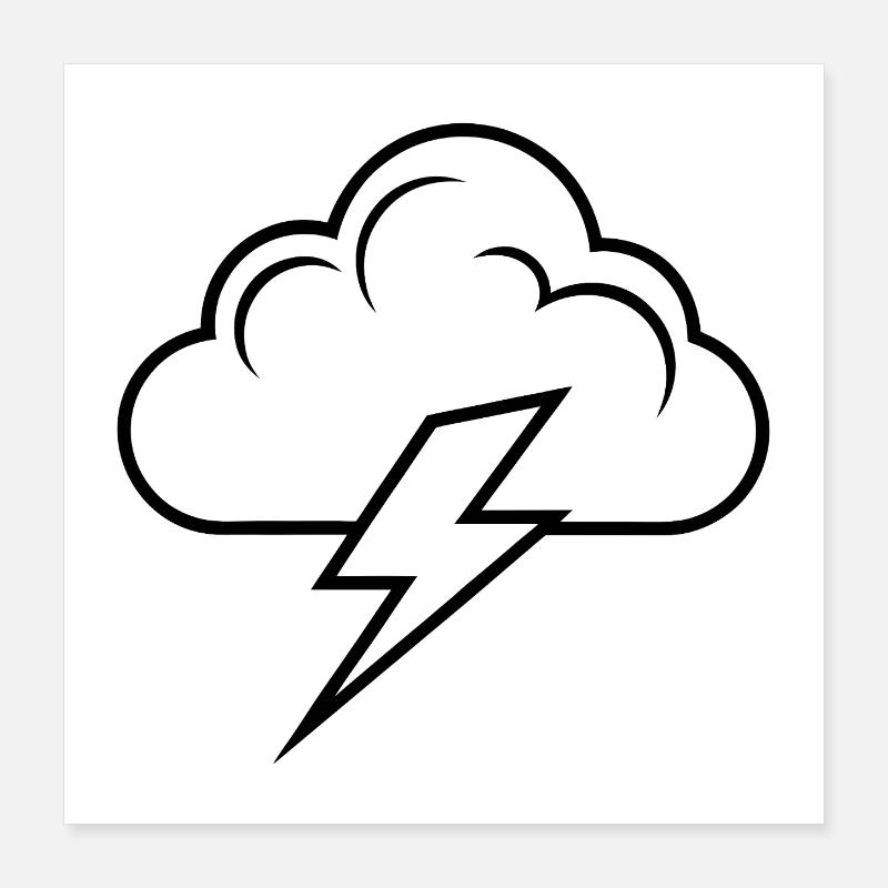 Wolke und Blitz Poster 40x40 cm