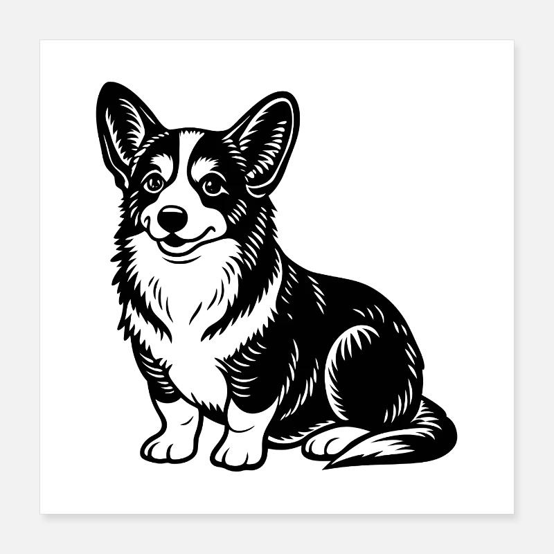 Corgi assis Poster 40 x 40 cm
