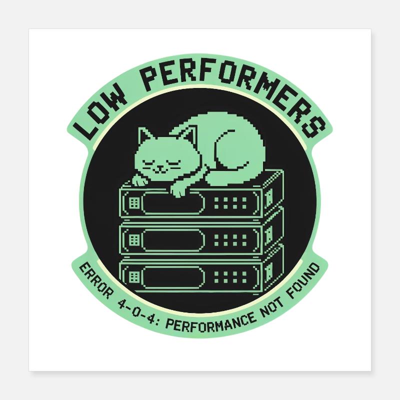 Low Performers Katze Server Pixel Art Poster 40x40 cm