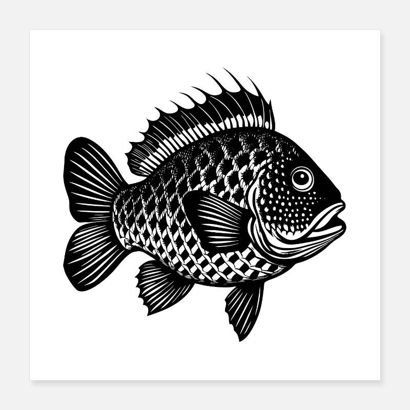 Poisson crapie Poster 40 x 40 cm