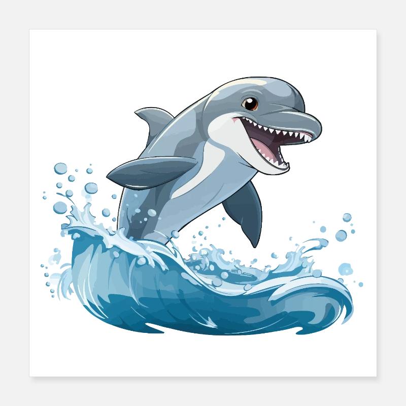 Saut de requin par-dessus les vagues Poster 40 x 40 cm