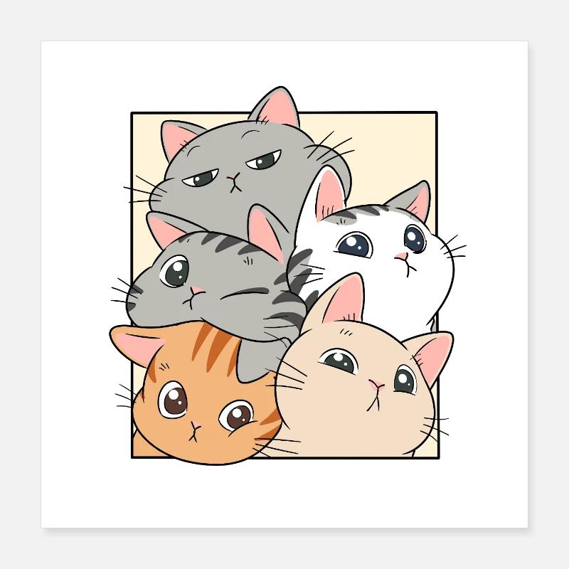 Cat Stack Ensemble Poster 40 x 40 cm