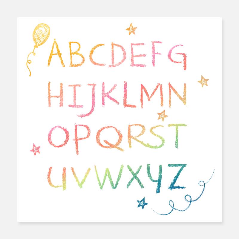 Rainbow Chalk Alphabet with Asterisks Poster 16" x 16" (40x40 cm)