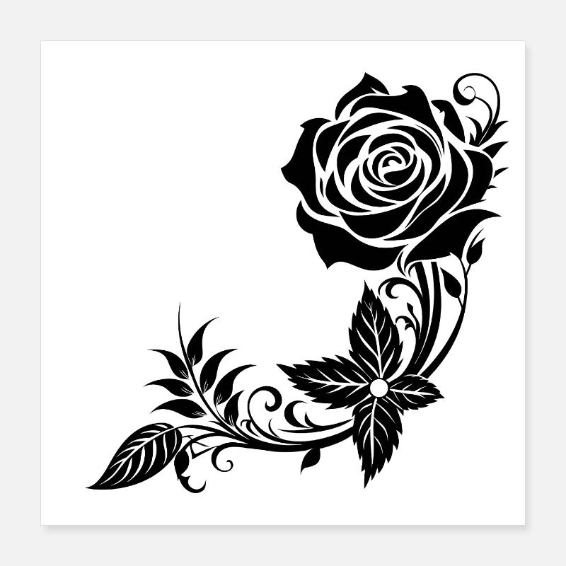 Coin décoratif de la rose Poster 40 x 40 cm