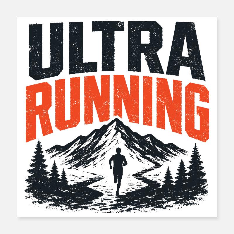 Ultra Running Mountain Trail Design Poster 16" x 16" (40x40 cm)