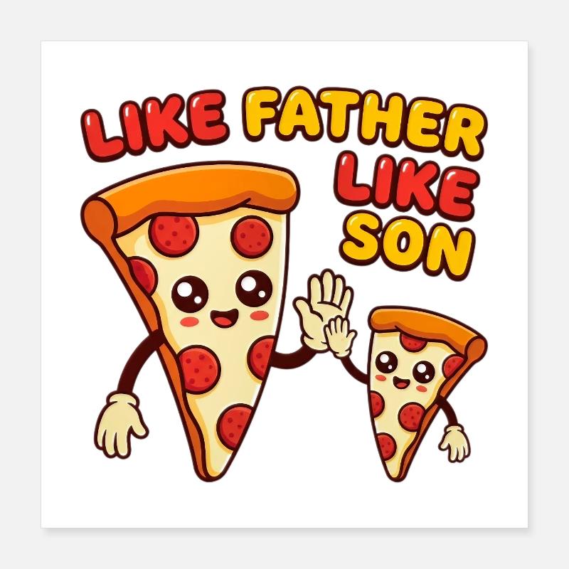 Pizza-Vater und Sohn Poster 40x40 cm