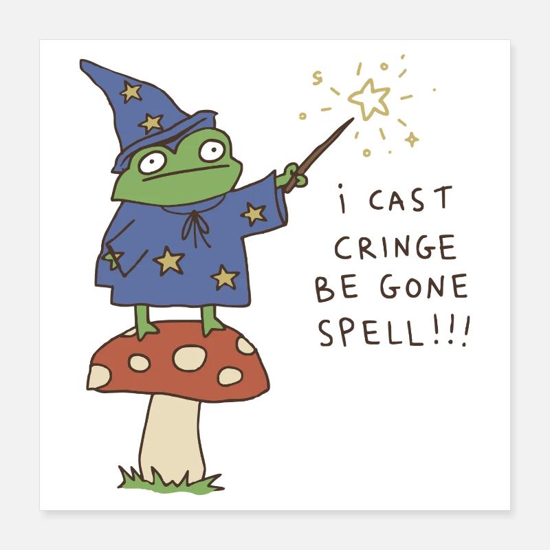I Cast Be Gone Spell Funny Frog Wizard  Poster 16" x 16" (40x40 cm)