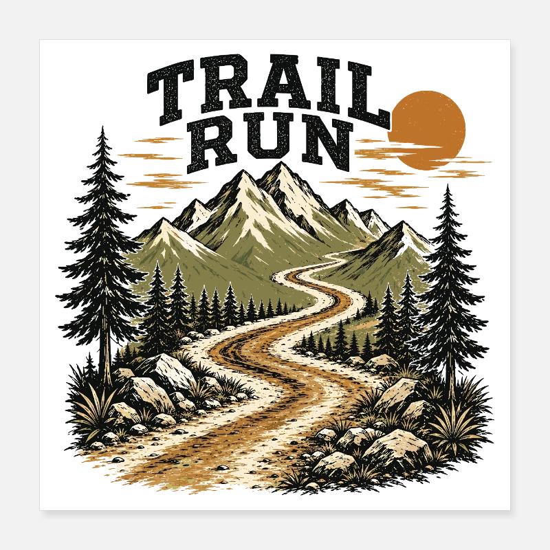 Trail Run Poster 40x40 cm