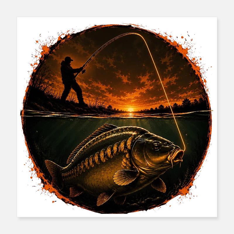 Conception de la pêche à la carpe par connexion de surface Poster 40 x 40 cm