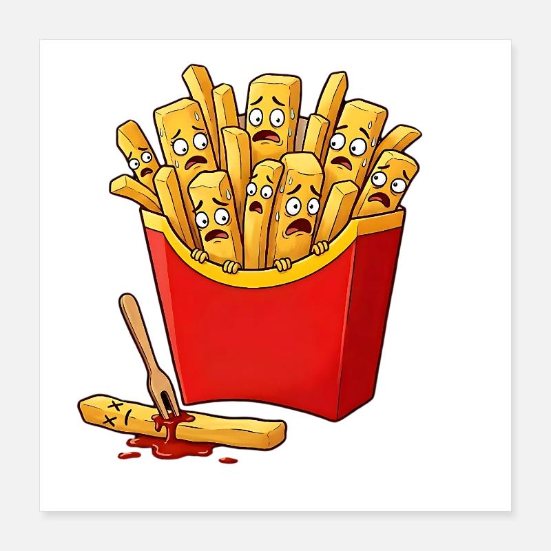 Frites effrayées - Conception de bandes dessinées Poster 40 x 40 cm