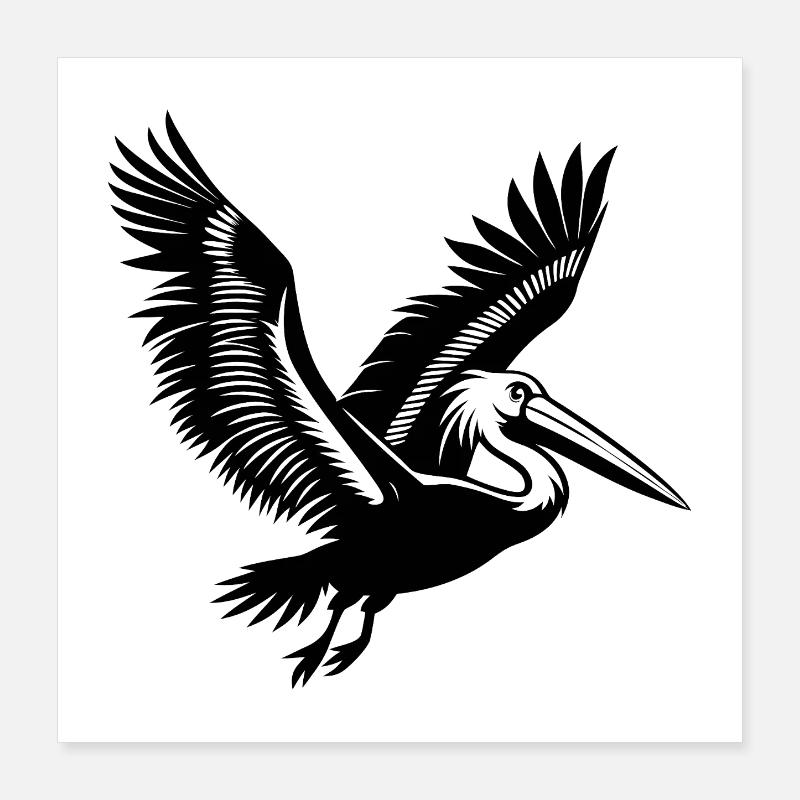 Flying Pelican Poster 16" x 16" (40x40 cm)