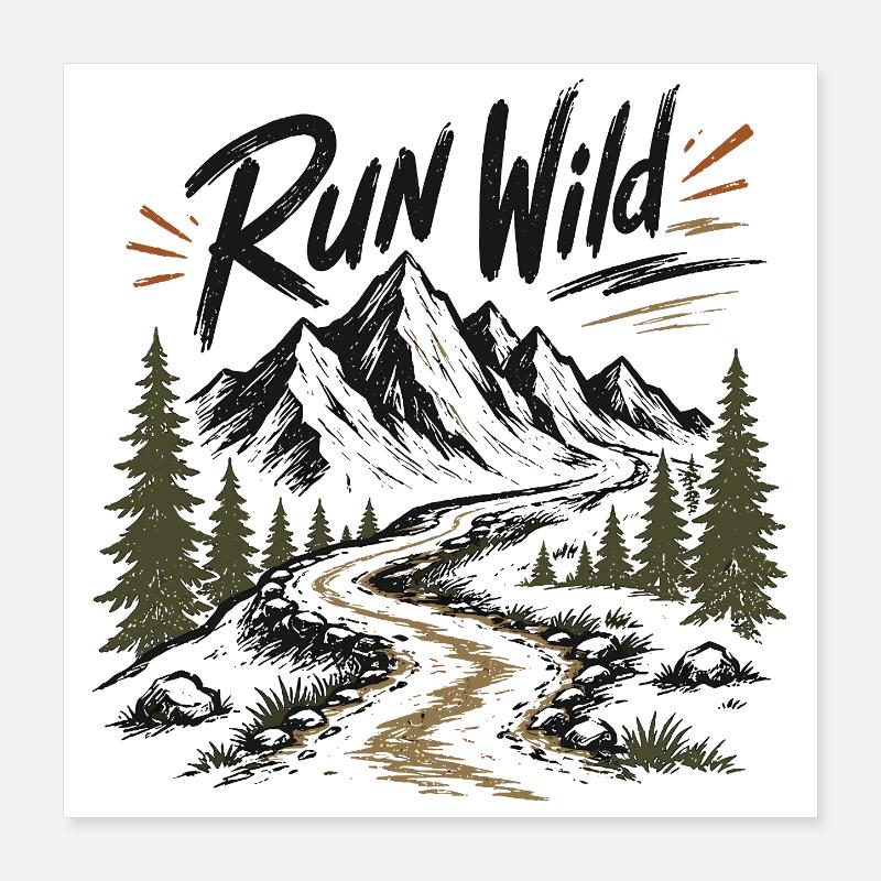 Course sur sentier - Run Wild Poster 40 x 40 cm