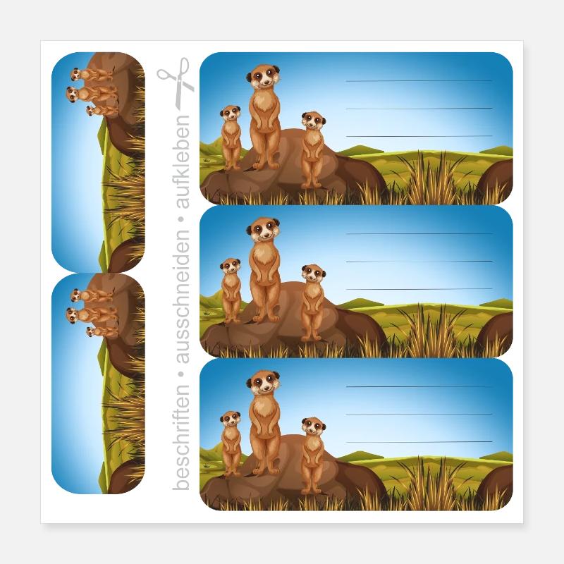 DIY Schulaufkleber Set - Erdmännchen - 5 Sticker Poster 40x40 cm