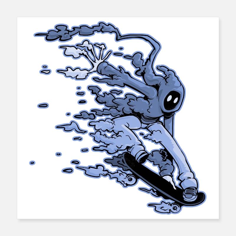 Cloud Skater in Melon Grab Poster 40x40 cm