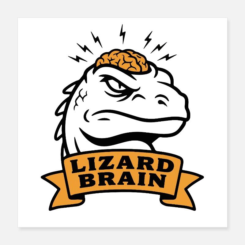 Lizard Brain Lizard Profile Brain Psychology Poster 16" x 16" (40x40 cm)