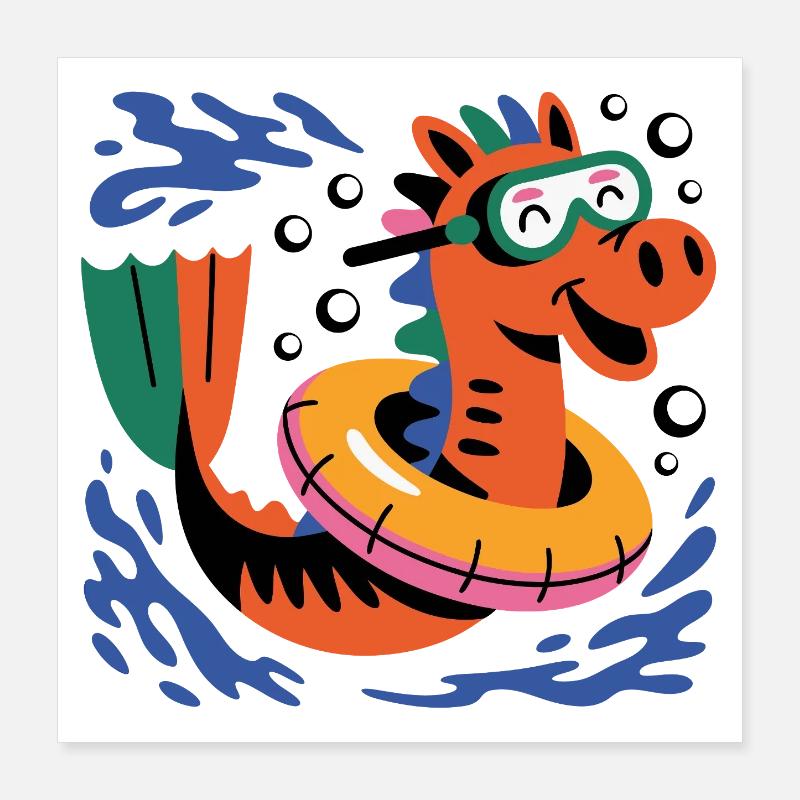 Hippocampe drôle Poster 40 x 40 cm