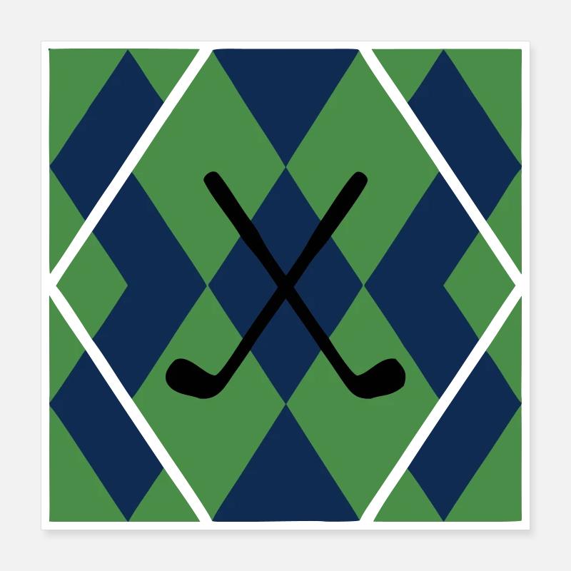  Golfschläger Argyle Muster Golfsport Herrenausflu Poster 40x40 cm