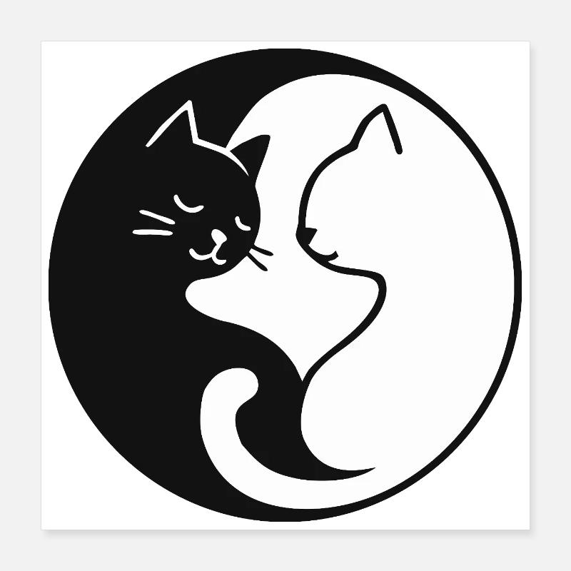 Yin Yang : chats Poster 40 x 40 cm