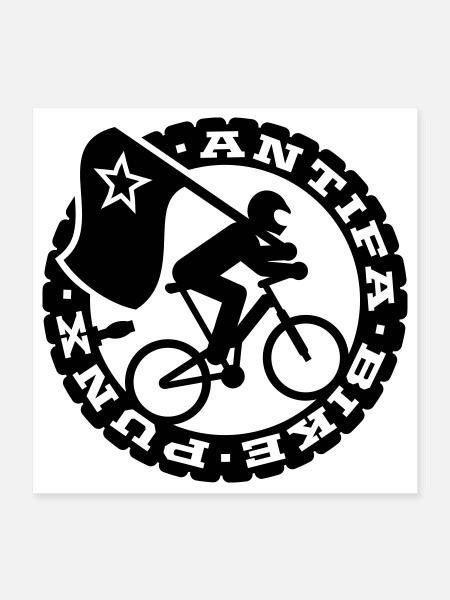 Antifa Bike Punks - Poster 40x40 cm - Weiß - Vorne