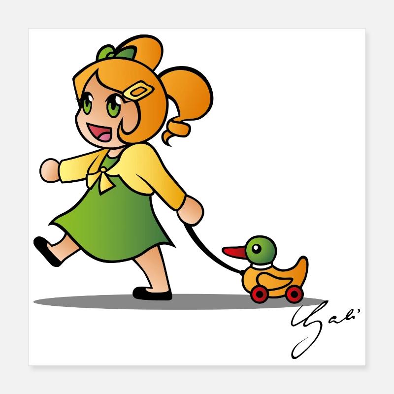 Mädchen mit Ente Poster 40x40 cm