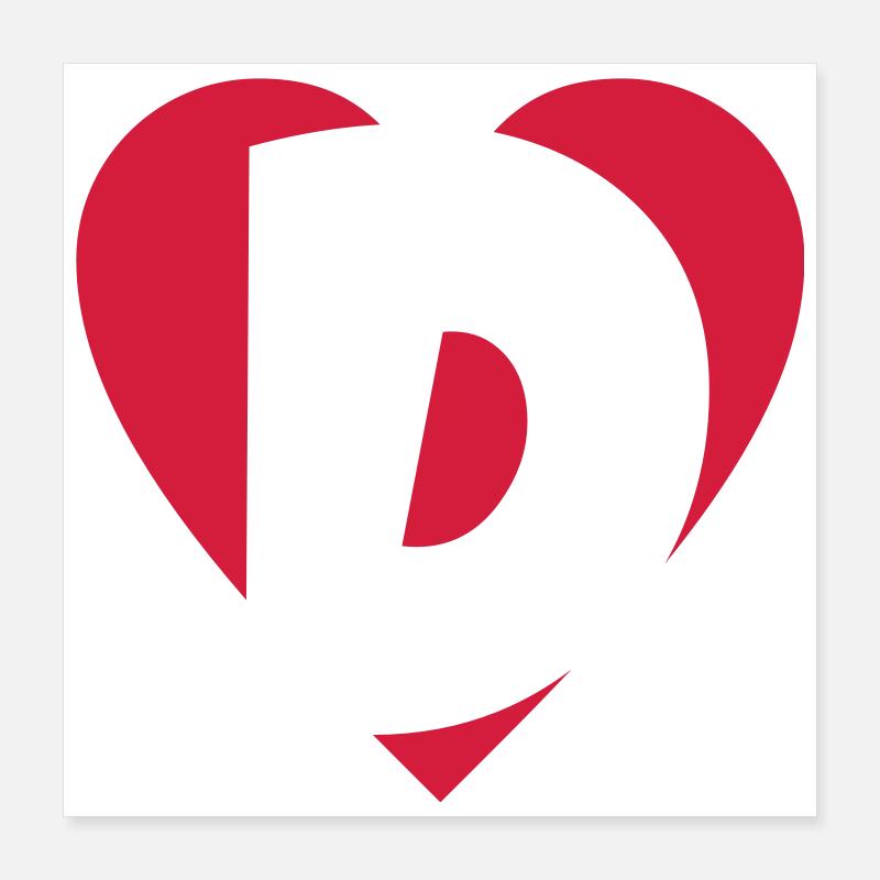 Heart D - I love D Poster 16" x 16" (40x40 cm)