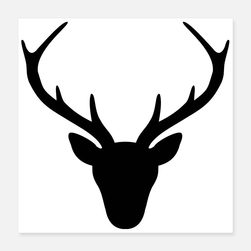 Deer antler silhouette hunting hunter gift Poster 16" x 16" (40x40 cm)