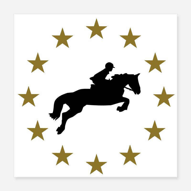Cheval de saut d'obstacles & Étoiles Poster 40 x 40 cm