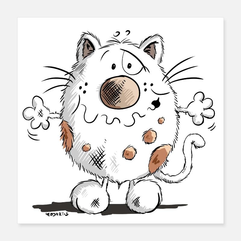 Mignon chat comique Poster 40 x 40 cm