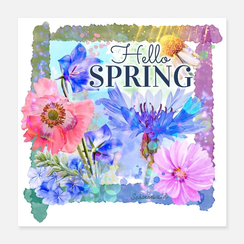 Frühlingsblumen | hello spring Poster 40x40 cm