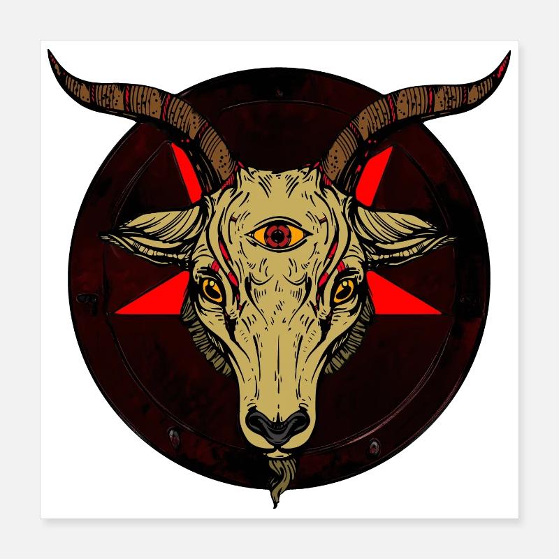 Chèvre à Troisième Œil et Pentacle Poster 40 x 40 cm