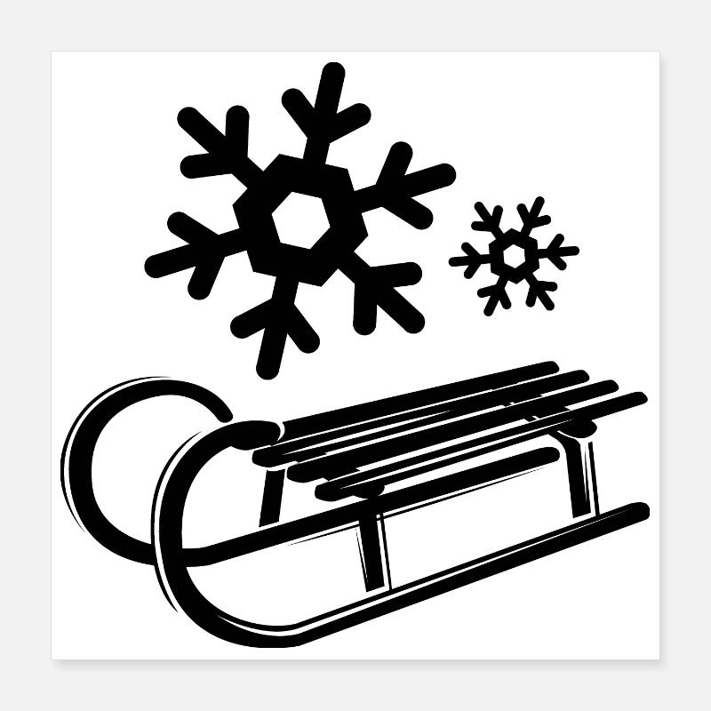 Schnee Schlitten Eiskristalle Schneeflocken Winter Poster 40x40 cm
