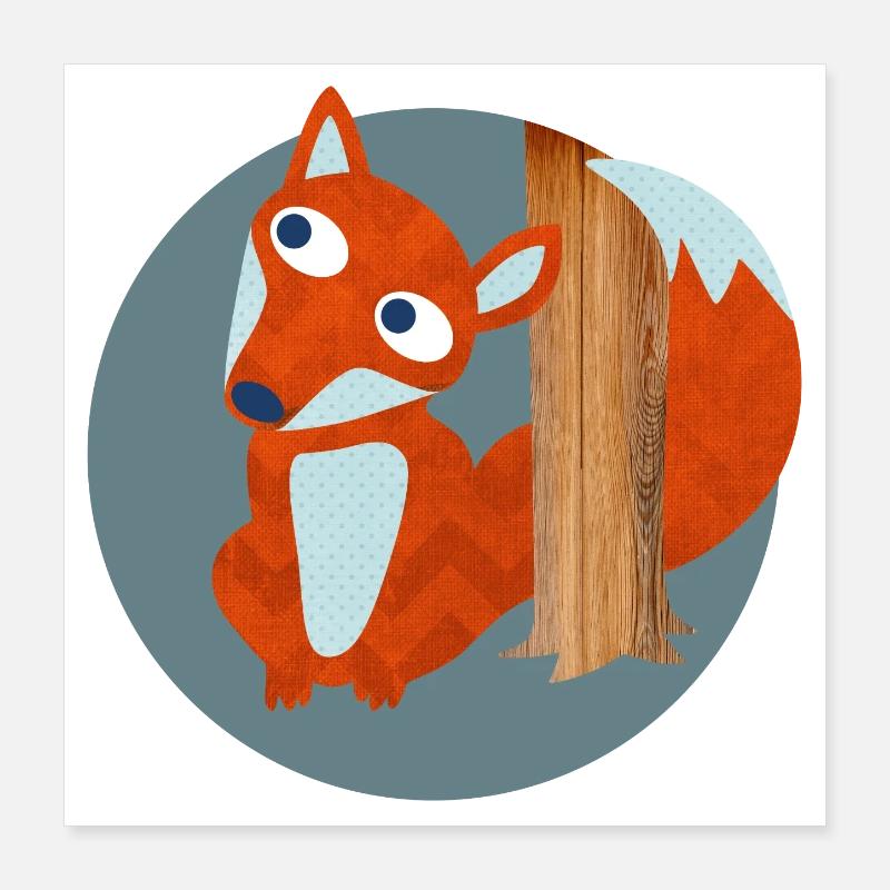 Fox Structure Woodland Nursery Pattern Comic Poster 16" x 16" (40x40 cm)